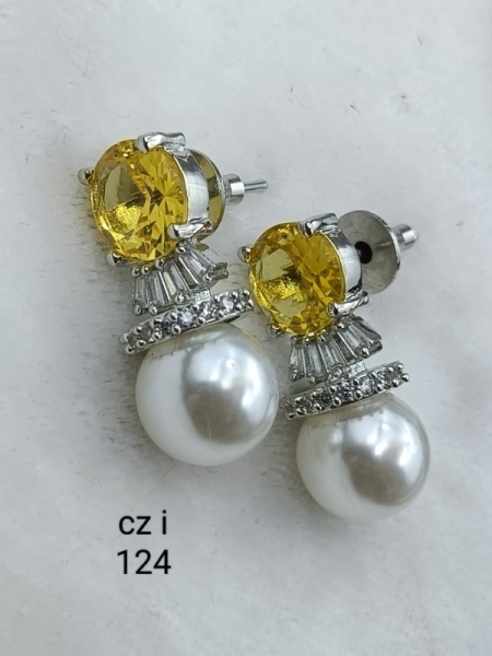 Swadha Earpiece With Touch Of Yellow and Pearl Drop